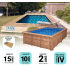 Piscine bois Lenny Rectangulaire avec Escalier 720x400x145cm Pierre de Bali
