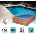 Piscine Bois Diana Rectangulaire avec Escalier d'Angle 820x420x145cm Pierre de Bali