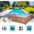Piscine Bois Diana Rectangulaire avec Plage Immergée + Escalier 820x420x145cm
