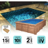 Piscine Bois Rebecca Rectangulaire avec Escalier d'Angle 920x420x145cm Pierre de Bali