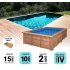 Piscine Bois Rebecca Rectangulaire avec Escalier 920x420x145cm Pierre de Bali