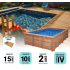 Piscine Bois Tropicana Carrée avec Escalier 320x320x145cm Pierre de Bali