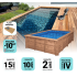 Piscine Bois Bianca Rectangulaire Luxe avec Plage immergée + Escalier 520x220x145cm Pierre de Bali