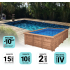 Piscine Bois California Rectangulaire Luxe 520x220x131cm Pierre de Bali