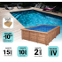 Piscine Bois California Rectangulaire Luxe avec Escalier d'Angle 520x220x131cm Pierre de Bali 