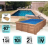 Piscine Bois California Rectangulaire Luxe avec Escalier 520x220x131cm Pierre de Bali 