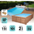 Piscine Bois California Rectangulaire Luxe avec Escalier 520x220x131cm