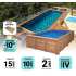 Piscine Bois California Rectangulaire Luxe avec Plage immergée + escalier 520x220x131cm Pierre de Bali