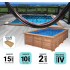 Piscine Bois Capri Carrée avec Escalier d'Angle 420x420x145cm Pierre de Bali