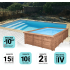 Piscine Bois Luna Rectangulaire avec Escalier 350x270x70cm