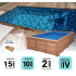 Piscine Bois Luxe Rectangulaire avec Banc et Petit escalier 620x420x145cm Pierre de Bali
