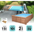Piscine Bois Luxe Rectangulaire avec Banc et Petit escalier 620x420x145cm