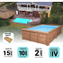 Piscine Bois Luxe Rectangulaire avec Escalier d'Angle 620x420x145cm