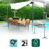 Pergola marquise 3,60 x 2,50 m finition époxy gris avec toile pivotante et extensible / Surf. : 9 m2 / toile polyester 200 gr/m2 couleur écru