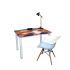 Bureau 110x70 cm Décor London Pied Blanc