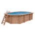 Piscine Bois PRESTIGE Octogonale allongée avec Escalier 807x457x131cm Liner Relief 3D