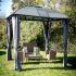 Pergola GLORIETTE Aluminium Anthracite  Rideaux + Toit 