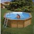 Piscine bois Hexagonale 395x117cm Liner bleu