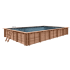 Piscine Bois PRESTIGE Rectangulaire SPARK avec Plage immergée + escalier 420x320x131cm Liner Relief 3D