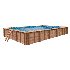 Piscine Bois PRESTIGE Rectangulaire LUNA avec Escalier d'angle SPARK 350x270x70cm Liner Relief 3D