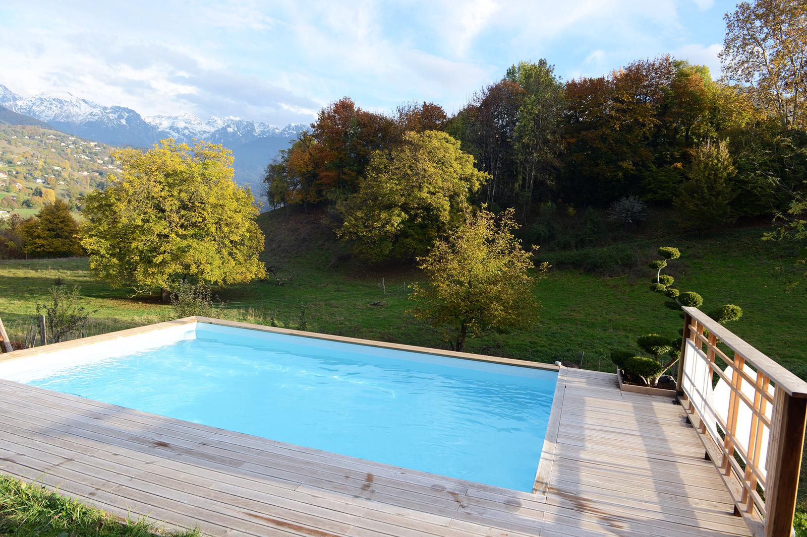 Piscine Bois Rectangulaire Luxe Plage Immergée + Escalier 4.70 X