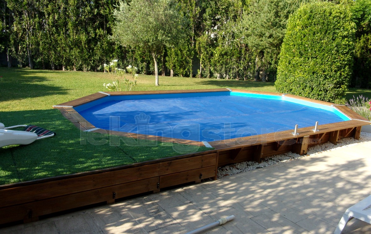 Piscine bois Allongée UBBINK AZURA 550x355x120cm Liner Bleu - LeKingStore