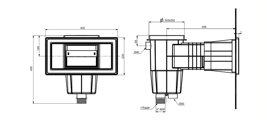 Meurtrière grand modèle pour skimmer piscine bois