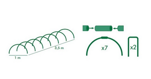 Tunnel de jardin en kit Nature 2 x 5 M