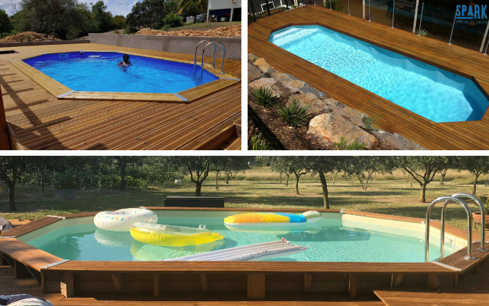 Piscine bois Allongée UBBINK SUPER TONGA 820x470x130cm Liner Sable -  LeKingStore