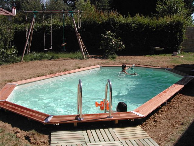 Piscine bois Allongée UBBINK OCEA 860x470x130cm Liner Sable