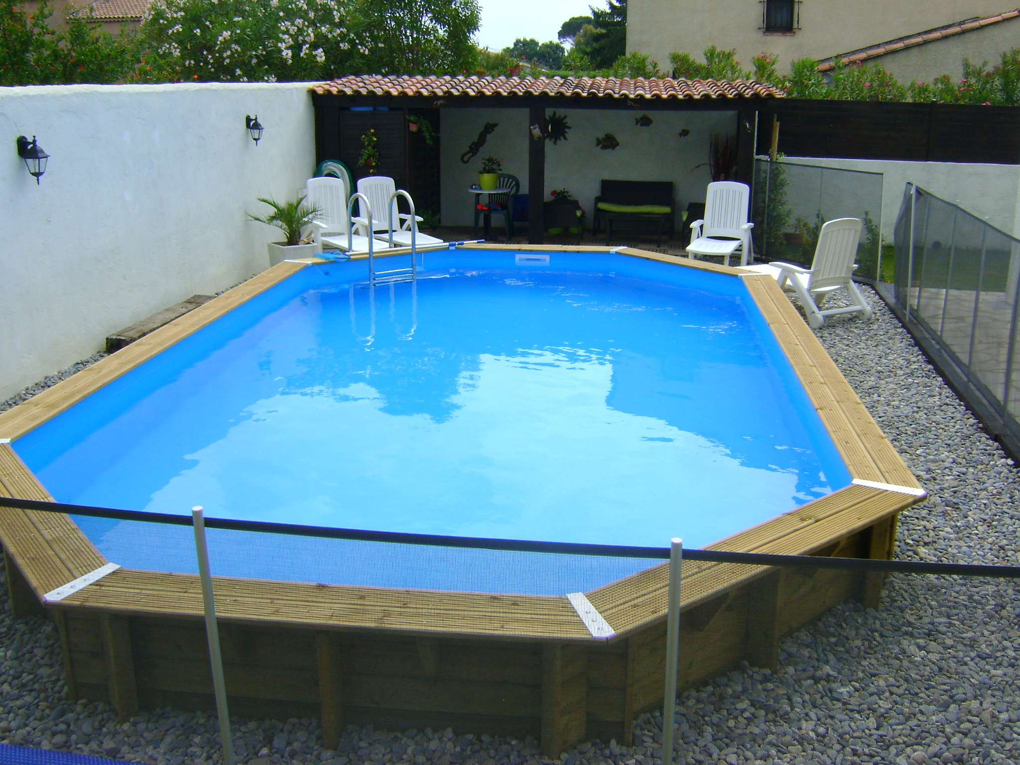 Piscine Bois d'Argent Octogonale Allongée 610x400x130 cm - LeKingStore